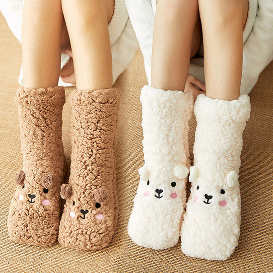 Winter Floor Socks Velvet Thicken Warm Coral Velvet Cute Socks Japanese-style Home Footwear Non-slip Socks New Year Gifts Winter Gadgets Dana Fashion