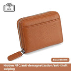 2024 RFID Genuine Leather Card Wallet Men Women Purse With Coin Pocket Zipper Credit Card Holder Small Wallets Bags - DanaFashionstore