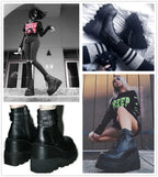 Women's Dark Gothic Wedge Platform Ankle Boots - DanaFashionstore