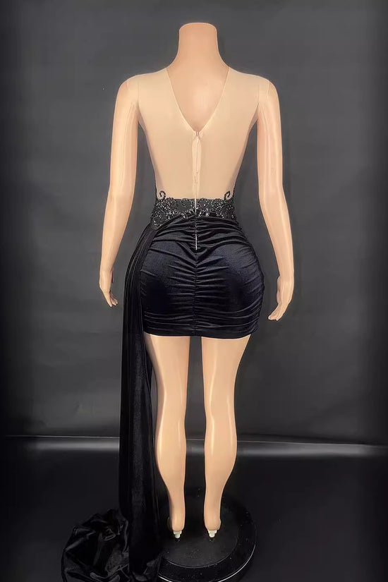 Summer Luxury Evening Dress Female Singer Stage Costume Senior Dress Side Trailing Skirt