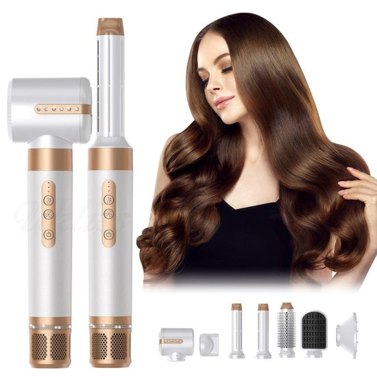 7-in-1 Hot Air Comb Automatic Curling Wand $159.00 Dana Fashion Color: 7in one platinum Electrical outlet: EU Beauty Tools Product information: Product category: Hair straighteners Casing process: PTC+ABS Function: Hair dryer for straight and curly hair H