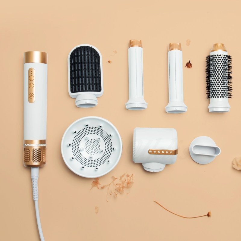 7-in-1 Hot Air Comb Automatic Curling Wand $159.00 Dana Fashion Color: 7in one platinum Electrical outlet: EU Beauty Tools Product information: Product category: Hair straighteners Casing process: PTC+ABS Function: Hair dryer for straight and curly hair H