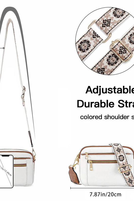 Triple-zipper Shoulder Bag With Floral Embroidered Straps Fashion Colorblock Multi-functional Crossbody Bags For Women - DanaFashionstore