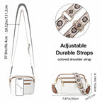Triple-zipper Shoulder Bag With Floral Embroidered Straps Fashion Colorblock Multi-functional Crossbody Bags For Women - DanaFashionstore