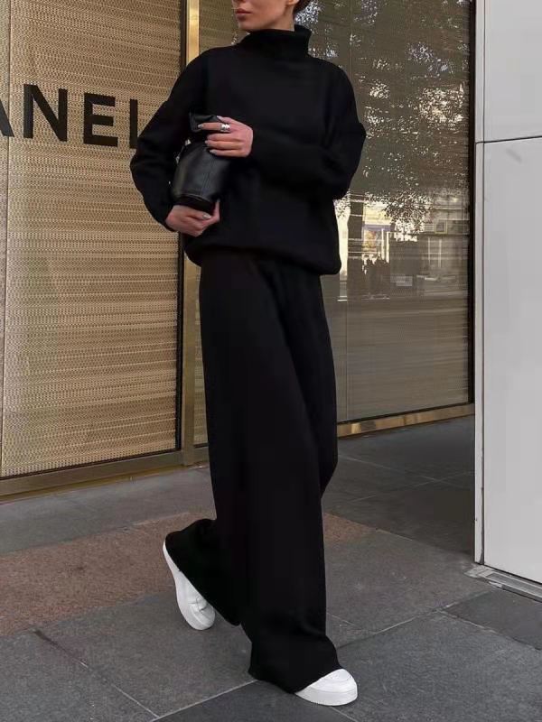New Knitted Solid Color Loose Casual Suit