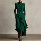 Women's Solid Color Cross-sleeve High-neck Dress - DanaFashionstore