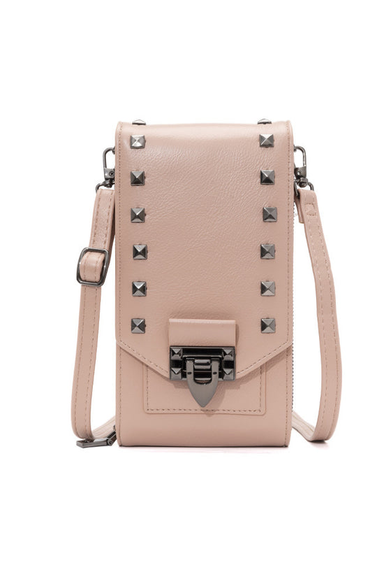 Rivet Design Shoulder Bags Mobile Phone Handbag Solid Color Crossbody Bags Women - Dana Fashion