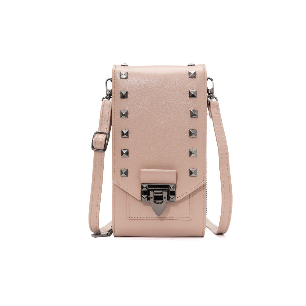 Rivet Design Shoulder Bags Mobile Phone Handbag Solid Color Crossbody Bags Women - Dana Fashion