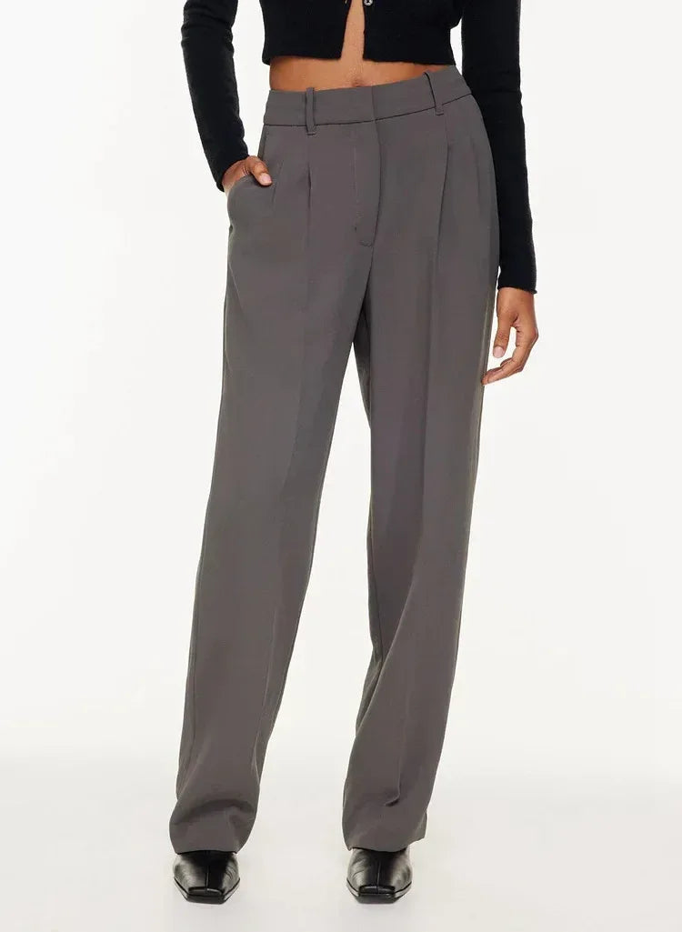 High Waist Straight Trousers With Pockets Wide Leg Casual Pants For Women - DanaFashionstore