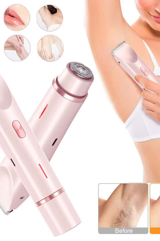 2 In 1 Hair Remover Women's Double Head Shaver Private Pubic Hair Trimmer Electric Razor Wet Dry Electric Body Hair $58.05 Dana Fashion Color: Blue set1 Power supply mode: USB Beauty Tools Overview: 1. Comfortable and Safe Shaving: Engineered for a painle