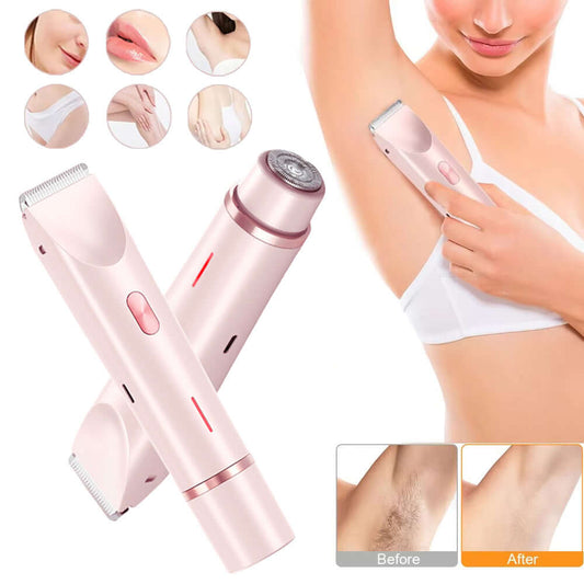 2 In 1 Hair Remover Women's Double Head Shaver Private Pubic Hair Trimmer Electric Razor Wet Dry Electric Body Hair $58.05 Dana Fashion Color: Blue set1 Power supply mode: USB Beauty Tools Overview: 1. Comfortable and Safe Shaving: Engineered for a painle