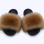 Faux Fox Fur Slippers Women Non Slip Plush Slippers - DanaFashionstore