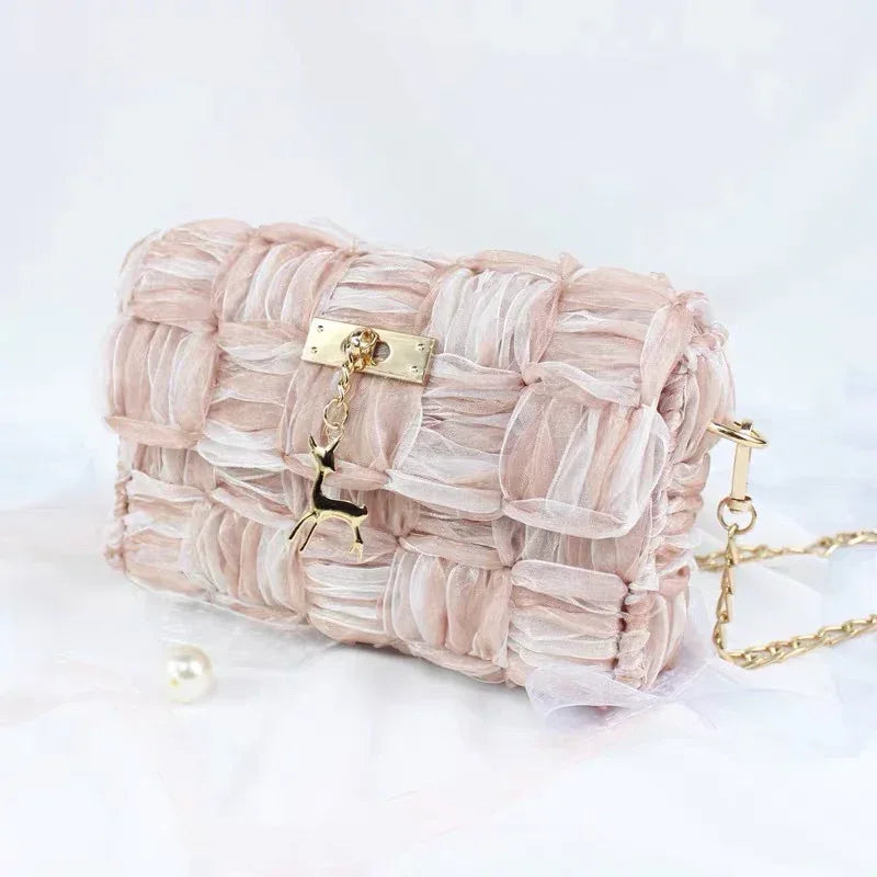 Ribbon gauze hand-woven chain bag - DanaFashionstore