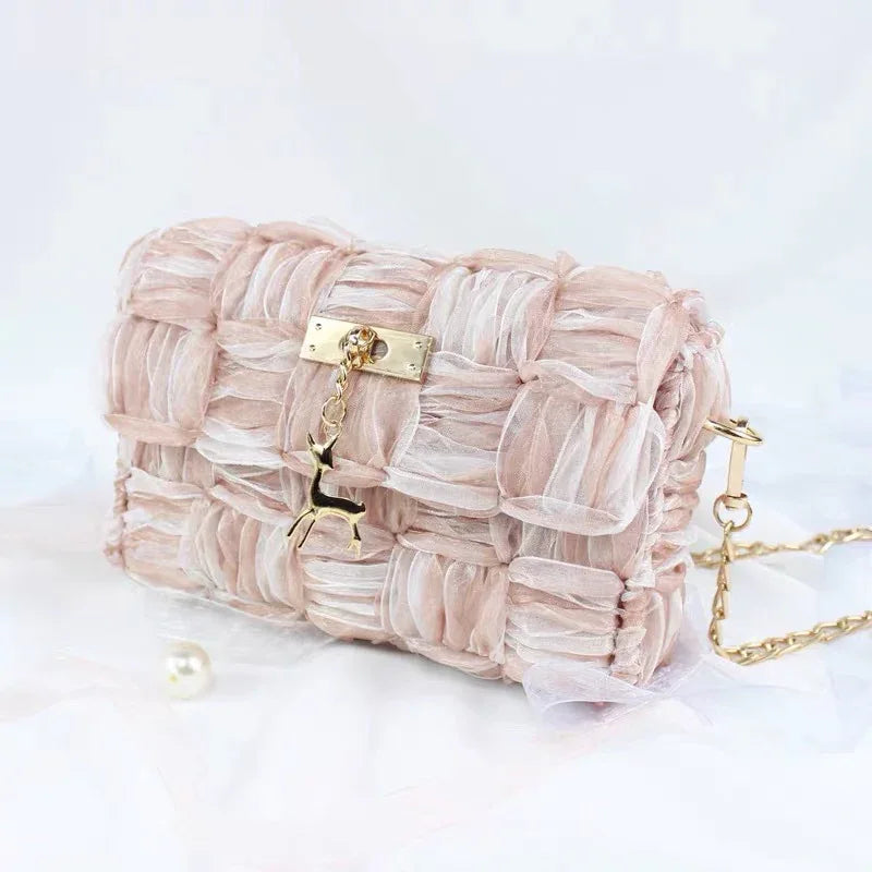 Ribbon gauze hand-woven chain bag - DanaFashionstore