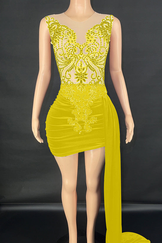 Summer Luxury Evening Dress Female Singer Stage Costume Senior Dress Side Trailing Skirt