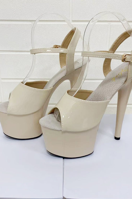 Summer New Patent Leather Fish Toe Shoes For Women High Heels Fine Sexy