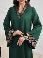 Embroidered Trim V-neck Light Luxury Dress