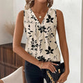 Women's Casual Floral Print Sleeveless V-neck Vest Tops - DanaFashionstore