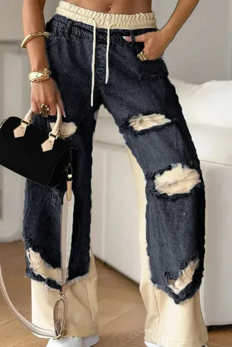 Fashion Ins European And American Street Stitching Pants - DanaFashionstore