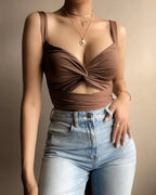 Fashion Twisted Elastic Lace V-neck Halter Sling - DanaFashionstore