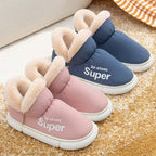 Warm House Shoes Plush Fleece High Back Heel Slippers Home Winter Warm Couple Shoes - DanaFashionstore