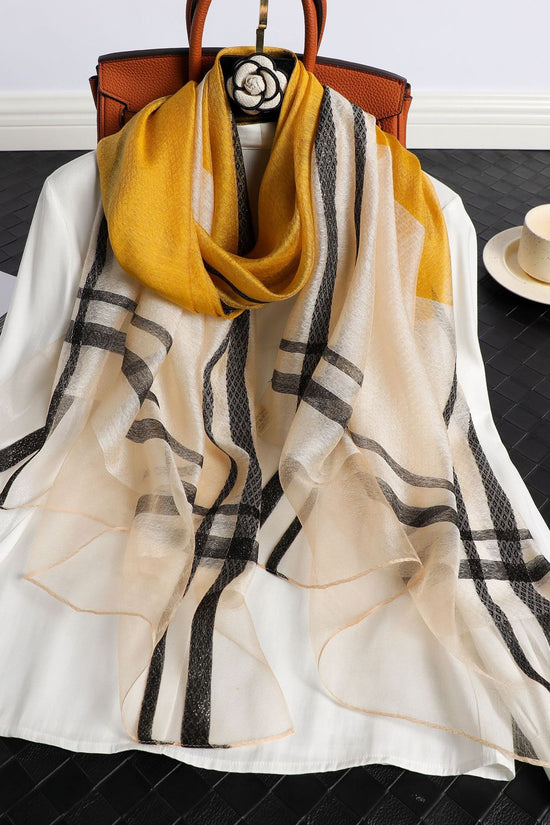 Women's Korean Style Silk Plaid Scarf