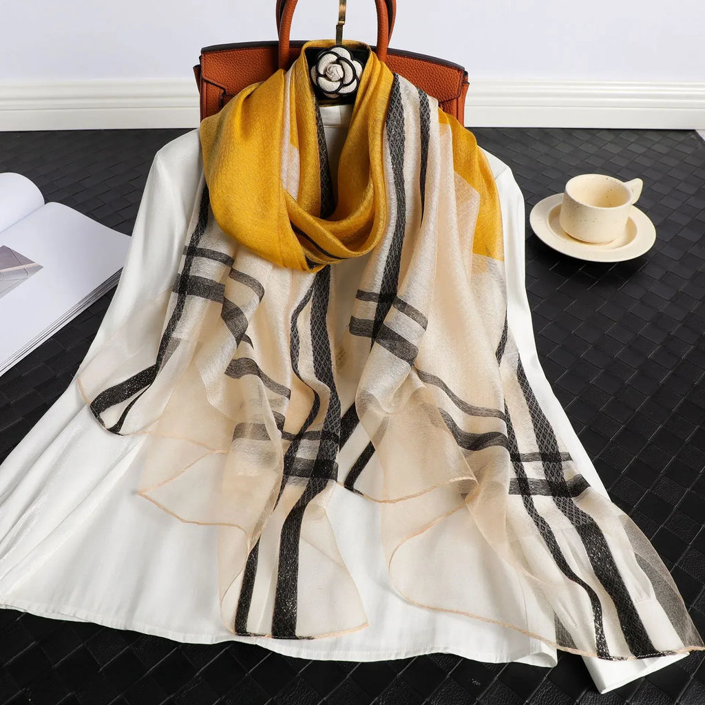 Women's Korean Style Silk Plaid Scarf - DanaFashionstore