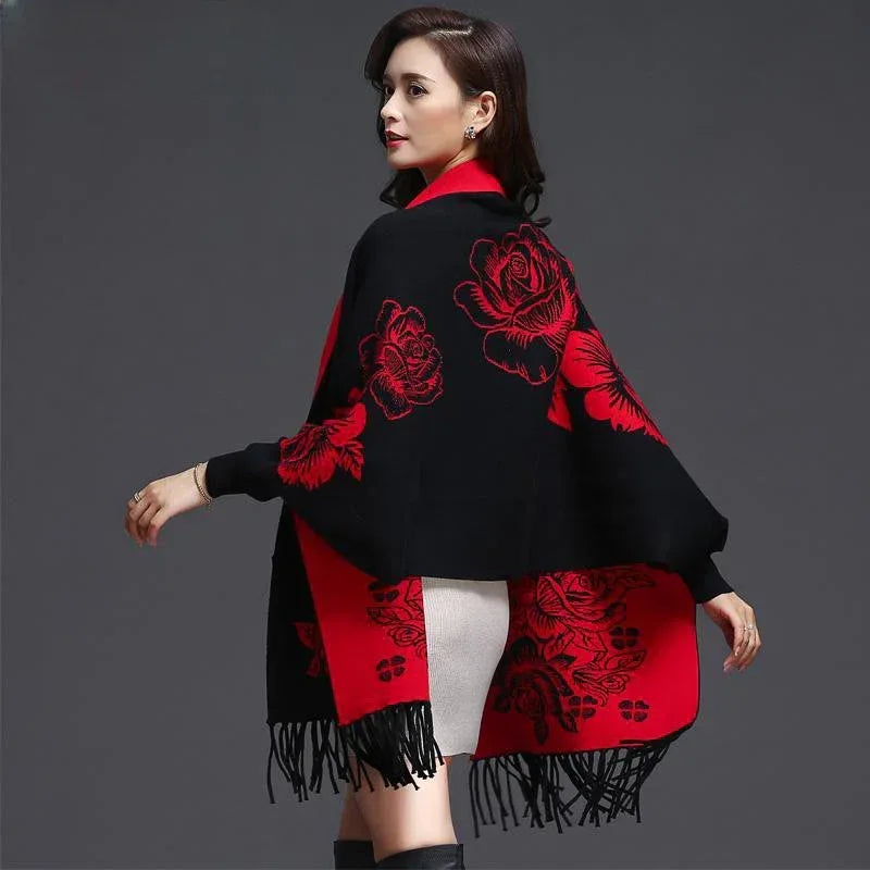 Mid-length Tassels Loose-fitting Knitted Cardigan Thickened Sweater Cashmere Outerwear - DanaFashionstore