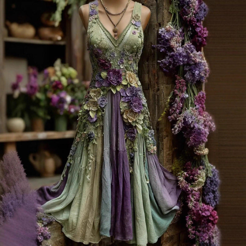 Womens Loose-fitting Dress With A Creative Pattern Sleeveless Dress