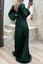 Fitted Waist Pleated Dress 2026 - Long Sleeve Slimming Dress - DanaFashionstore
