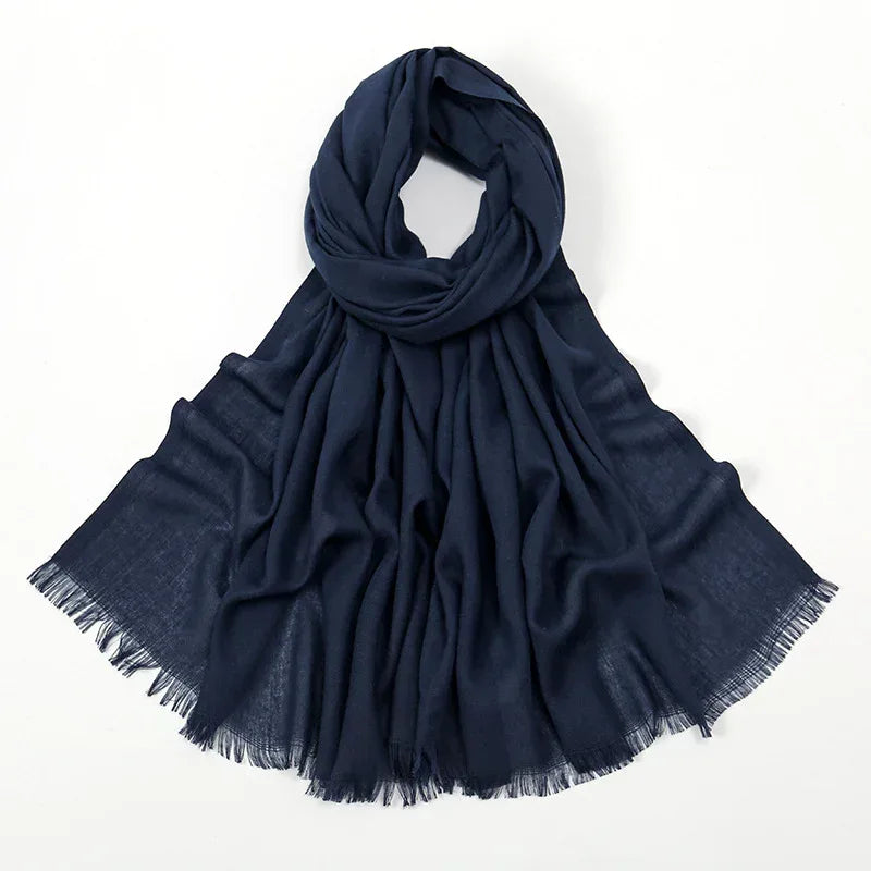 Flat Slub Cotton Solid Color Scarf Breathable Monochrome - DanaFashionstore