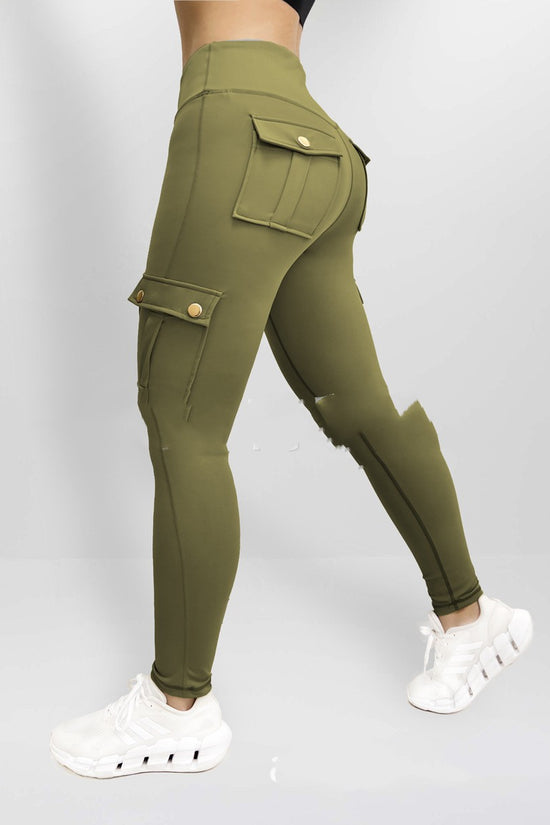 Workwear With Pocket Fitness Pants For Women High Elastic Tight