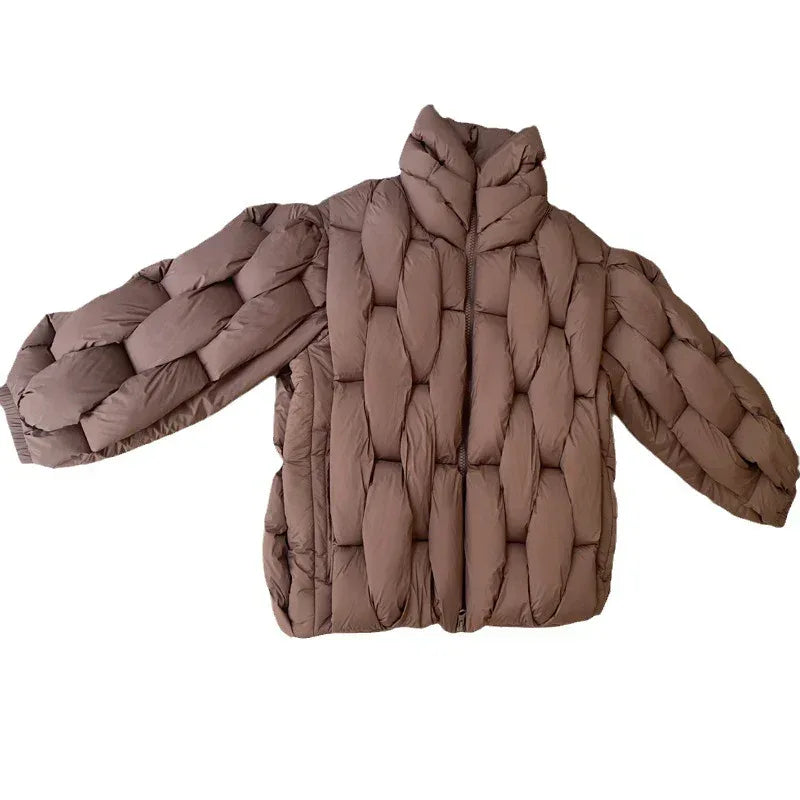 Plus Size Woven Twisted Down Cotton-Padded Jacket 2026 - Winter Coat - DanaFashionstore