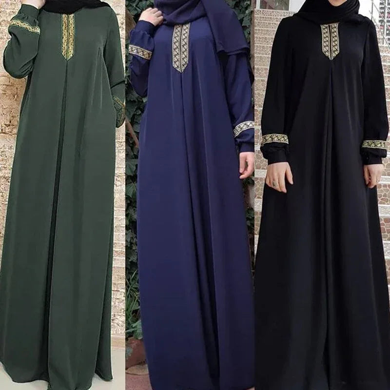 Women Plus Size Print Abaya Jilbab Muslim Maxi Dress - Elegant Islamic Clothing - DanaFashionstore