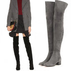 Flat Boots Over The Knee Boots Gray Women's Boots High Boots - DanaFashionstore