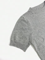 Simple Niche Round Neck Solid Color French Short Sleeve Sweater Sweater - DanaFashionstore