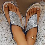 New Rhinestone Shell Flip-Flops Sandals Summer Beach Shoes For Women Fashion Casual Low Heel Flat Slides Slippers - DanaFashionstore