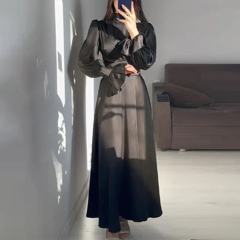 Round Neck Ruffle Sleeve Dress 2026 - High Waist Drawstring Dress - DanaFashionstore