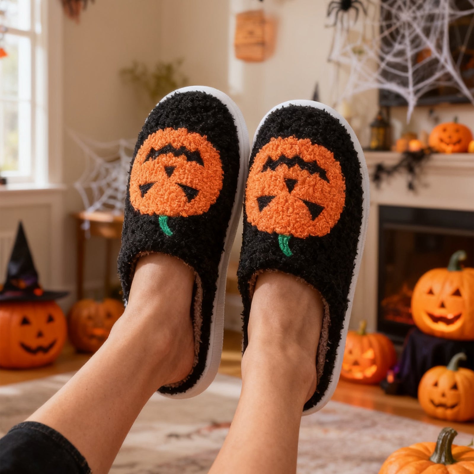 Halloween Pumpkin Cartoon Slippers Warm Winter Slippers Men And Women Couples Indoor House Shoes Dana Fashion