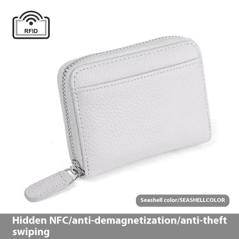 2024 RFID Genuine Leather Card Wallet Men Women Purse With Coin Pocket Zipper Credit Card Holder Small Wallets Bags - DanaFashionstore