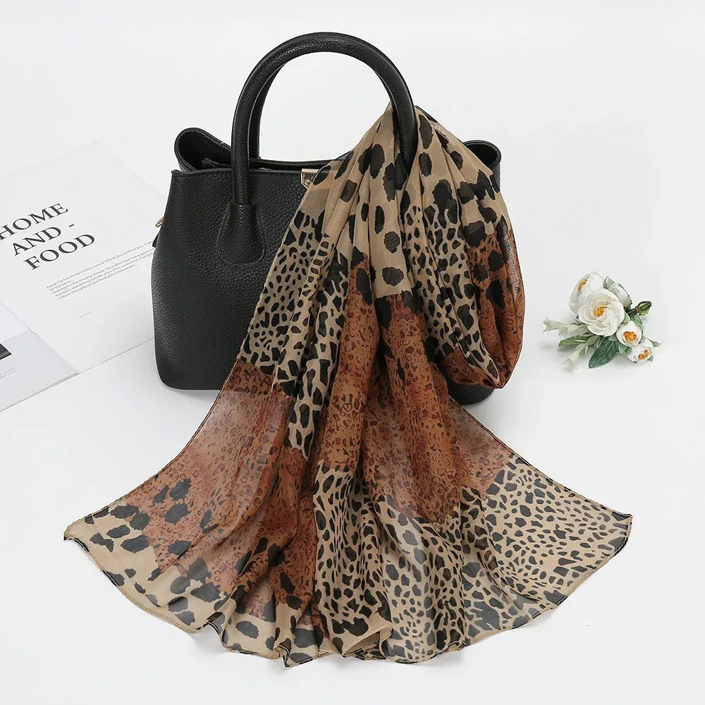 Thin Chiffon Lotus Pond Moonlight Printed Silk Scarf - DanaFashionstore