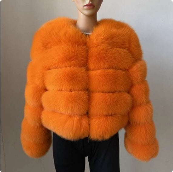 Women's Fox Fur Coat Coat Warm Fluffy