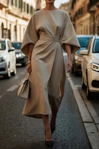 Loose Batwing Sleeve Dress Fashion Waist-tighted Solid Color Elegant Dresses For Women Clothing - DanaFashionstore