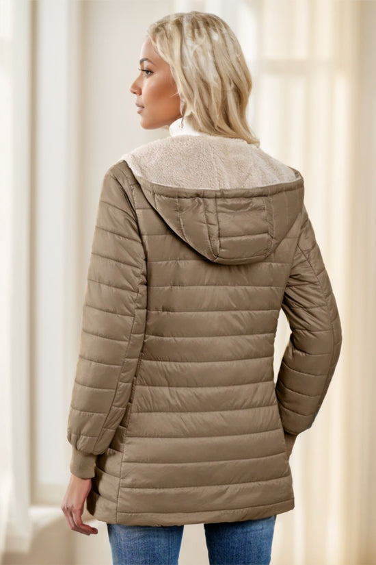 Aveloria Modichic Casual Versatile Solid Color Fleece Hooded Padded Padded Coat