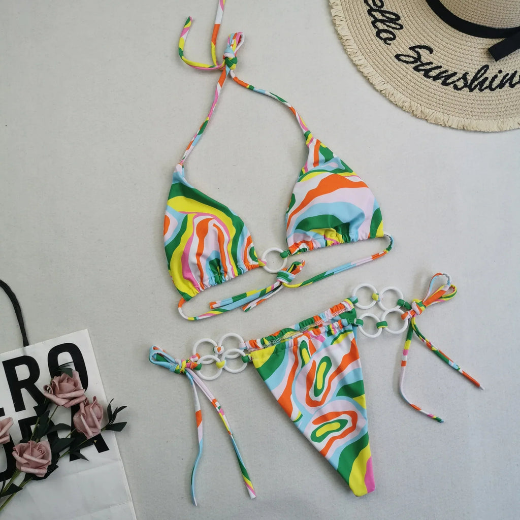 New Women's Split Bikini Double Fabric Lace-up Swimwear - DanaFashionstore