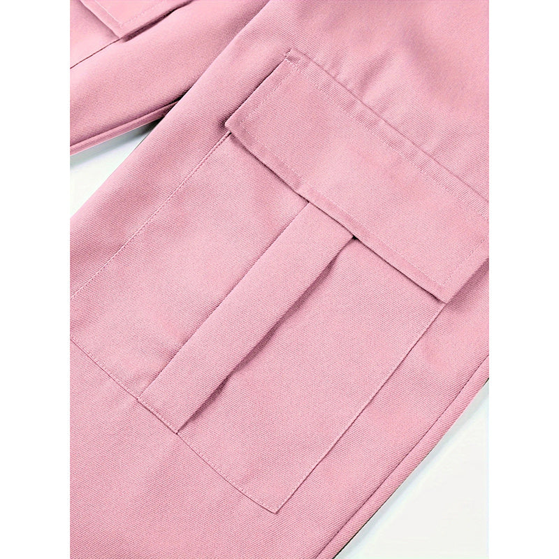 Women's Cargo Jogger Pants Matching With Flap Pockets & Drawstring Waistband - Dana Fashion