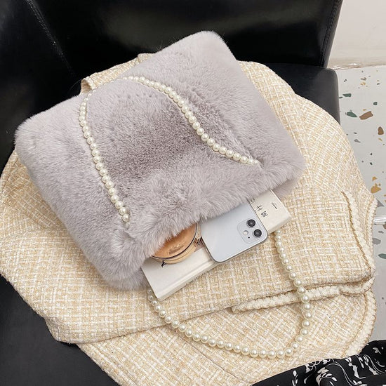 Women's Fashion Plush Pearl Shoulder Bag - Dana Fashion