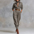 Long-Sleeved Lapel Jumpsuit Women 2026 - Professional Casual Jumpsuit - DanaFashionstore