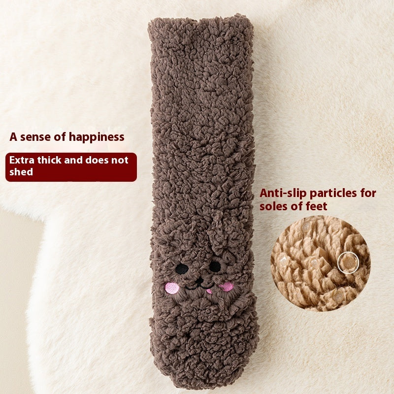 Winter Floor Socks Velvet Thicken Warm Coral Velvet Cute Socks Japanese-style Home Footwear Non-slip Socks New Year Gifts Winter Gadgets Dana Fashion