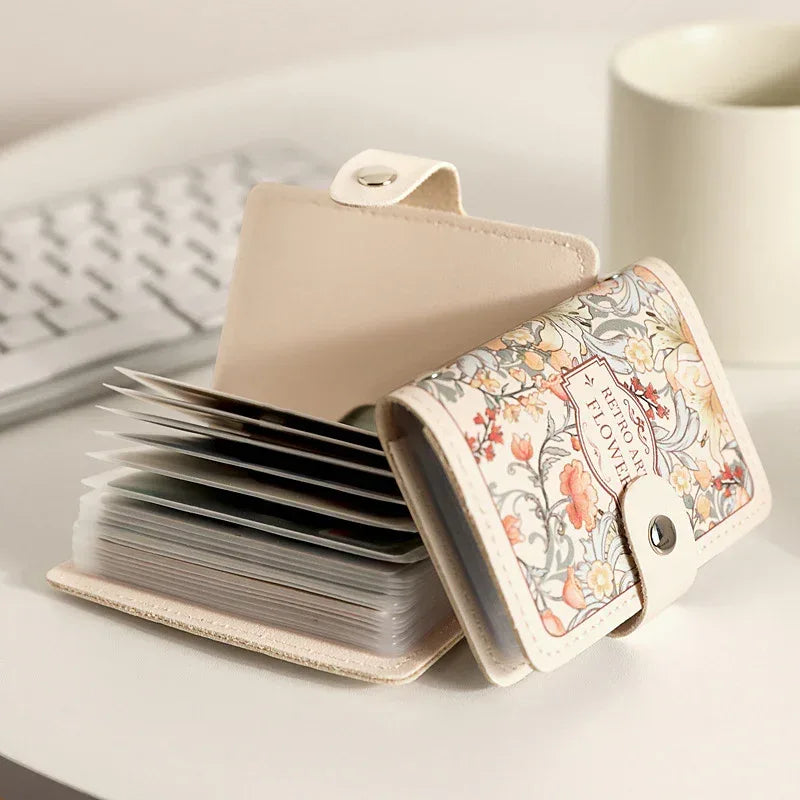 Women's Flower Oil Painting Retro Style Large Capacity Card Holder - DanaFashionstore